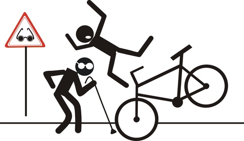 Stick figure crashing a biycycle